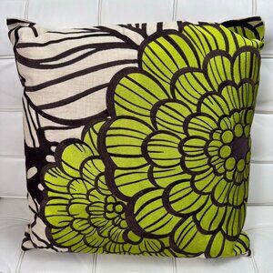 Trina Turk “Jungle Bloom” Embroidered Pillow 20"x20" Green & Brown Floral – NOS